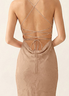 Natasha Champagne Jacquard Corset Mermaid Prom Dress image13