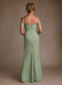 Azazie Irene Abiti per la Madre della Sposa Abito A-Line in Burnout Floreale a Spalla Scoperta Verde Salvia image4