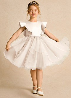 Azazie Chirp Flower Girl Dresses White Alabaster Ball-Gown Tulle Dress image3