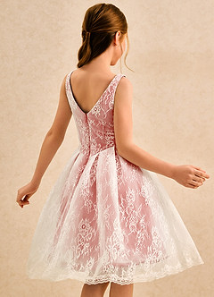 Azazie Cubbie Girls Formal Flower Girl Dresses Salmon Pink A-Line Lace Dress image2