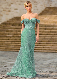 Juniper Lago Azul Vestido de fiesta con ilusión de encaje image3