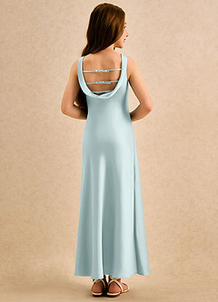 Azazie Raspberry Girls Formal 플라워 걸 드레스 A라인 주름진 스트레치 새틴 발목 길이 드레스 image2