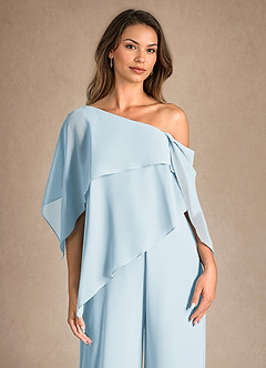 Azazie Halima Mother of the Bride Dresses Sky Blue Jumpsuit/Pantsuit Side Slit Chiffon Dress image8
