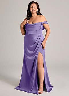 Azazie Johana Bridesmaid Dresses Tahiti Mermaid Off the Shoulder Stretch Satin Convertible Dress image8