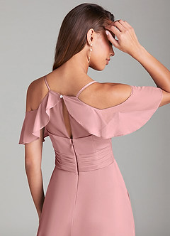 Azazie Dakota Bridesmaid Dresses Dusty Rose A-Line Off the Shoulder Mesh Dress image2