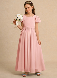 Azazie Joss Flower Girl Dresses Rosette A-Line with Sleeves Chiffon Dress image9