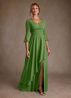 Azazie Eire Suknie dla Matki Panny Młodej Linia A Pofałdowany Szyfon Długość podłogi Sukienka image1