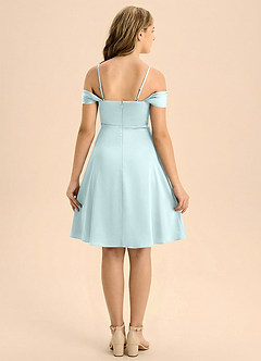 Azazie Anselie Junior Linia A Pofałdowany Satyna elastyczna Mini Młodsza druhna Sukienka image2