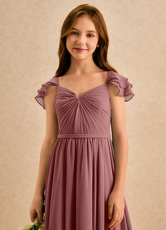 Azazie Meimei Girls Formal Flower Girl Klänningar Klä A-Line i Chiffong Plisserad image6