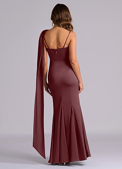 Azazie Inara Final Sale Sangria Mermaid Pleated Stretch Satin Dress image3