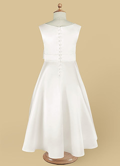 Azazie Lindy Flower Girl Dresses Ivory A-Line Pleated Matte Satin Dress image14