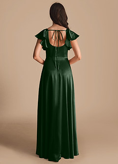 Azazie Bondi Bridesmaid Dresses Eucalyptus A-Line Bow Metallic Satin Dress image3