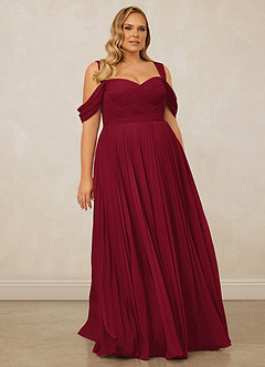 Christian Siriano Bridal for Azazie 1013 Brautjungfernkleider A-Linie Schulterfrei Chiffon Kleid Burgunderrot image10
