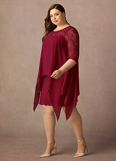 Azazie Flo Kleider für die Brautmutter A-Linie Spitze Chiffon Kleid Burgunderrot image9