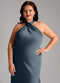 Azazie Lorena Bridesmaid Dresses Twilight Mermaid Pleated Stretch Satin Dress image12