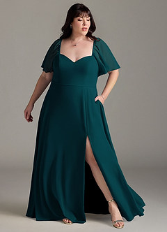 Azazie Chloe Bridesmaid Dresses Pine A-Line Sweetheart Neckline Chiffon Dress image9