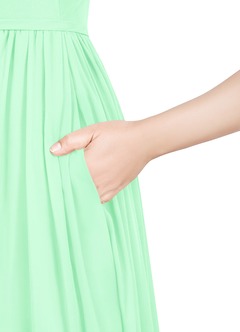 Azazie Cora Bridesmaid Dresses Mint Green A-Line Pleated Chiffon Dress image27