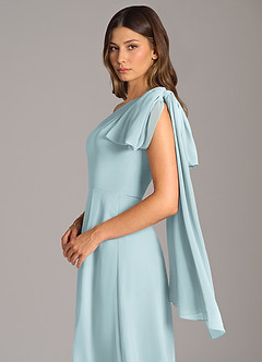 Azazie Tella Bridesmaid Dresses Mist A-Line One Shoulder Chiffon Dress image8