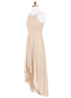Azazie Oaklynn Junior Robe Trapèze en Mousseline de soie Plissée Albâtre Blanc image8