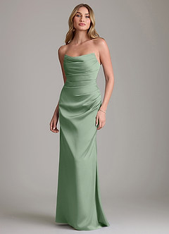Azazie Lucille Bridesmaid Dresses Matcha Mermaid Strapless Stretch Satin Convertible Dress image1