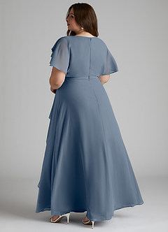 Azazie Aaliyah Modest Bridesmaid Dresses A-Line Scoop Pleated Chiffon Floor-Length Dress image9