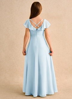 Azazie Nari Girls Formal Abiti da Ragazza di Fiori Abito A-Line in Chiffon Con Maniche Azzurro image7