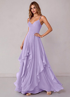 Azazie Zaina Bridesmaid Dresses Lilac A-Line Chiffon Dress image5