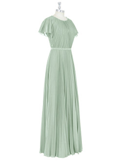Azazie Kara Modest Bridesmaid Dresses A-Line Pleated Chiffon Floor-Length Dress image8