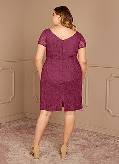 Azazie Lucilia Mother of the Bride Dresses Mulberry Sheath Lace Dress image9