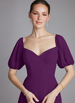Azazie Fatima Bridesmaid Dresses Grape A-Line with Pockets Chiffon Dress image3