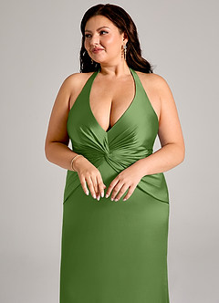 Azazie Valerie Brudtärnklänningar Klä av Sjöjungfru i Stretch Satin Plisserad Basilika image13