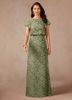 Azazie Lehi Mère de la mariée Robes Robe Trapèze en Blumen-Burnout Col bateau Pistache image4