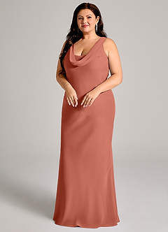 Azazie Rylina Bridesmaid Dresses Clay Mermaid Pleated Chiffon Dress image9