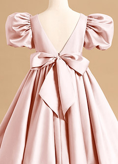 Azazie Jellybean Blumenmädchenkleider Ballkleid Gestreift Matte Satin Kleid Zartrosa image5