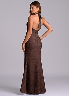Azazie Valerie Vendita Finale Abito Sirena in Burnout Floreale Plissettato Burgundy image6