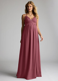 Azazie Emree Maternity Bridesmaid Dresses A-Line Chiffon Floor-Length Dress image1