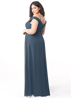Azazie Audrianna Bridesmaid Dresses Neptune A-Line Off-The-Shoulder Gathered Chiffon Convertible Dress image4