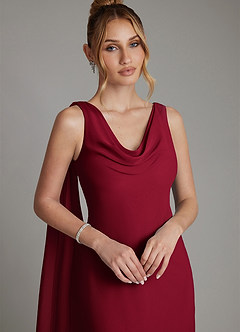 Azazie Essence Bridesmaid Dresses Burgundy Sheath Chiffon Dress image3
