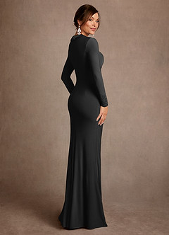 Azazie Syracuse vestidos de madre de la novia Vestido de Negro de Punto de lujo de Corte Recto con Plisado image2