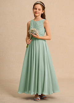 Azazie Ducky Girls Formal Sukienki dla dziewczynek sypiących kwiaty Linia A Pofałdowany Szyfon Długość kostki Sukienka image6