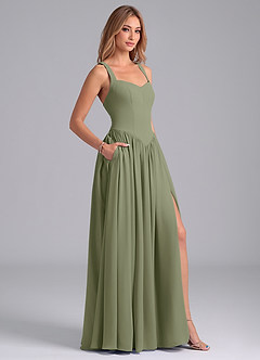 Azazie Francis Bridesmaid Dresses Pistachio A-Line Corset Chiffon Dress image6