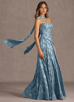 vestido Maxi Azul Empoeirado Gabriela