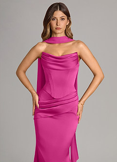 Azazie Sorrel Bridesmaid Dresses Fuchsia Mermaid Strapless Stretch Satin Convertible Dress image5