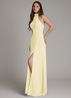 Azazie Myra Robes de demoiselle d'honneur Robe Trapèze en Mousseline de soie Col Haut Sorbet Citron image5