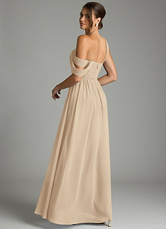 Azazie Kassandra 신부 들러리 드레스 A라인 오프 더 숄더 쉬폰 바닥 길이 드레스 image6