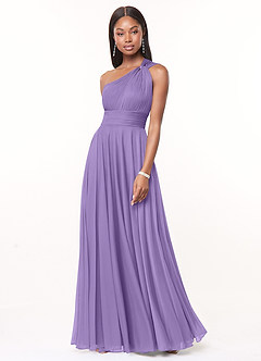 Azazie Charlize Bridesmaid Dresses Tahiti A-Line One Shoulder Mesh Dress image1