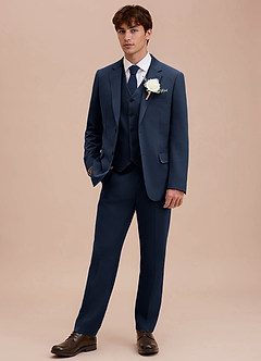 front Ethan Dark Navy Refined Weave 3-piece Suit
