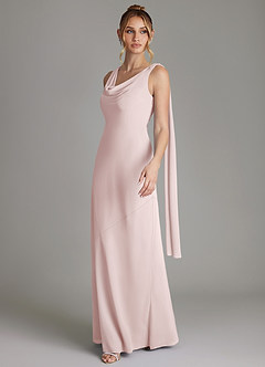 Azazie Essence Bridesmaid Dresses Blushing Pink Sheath Chiffon Dress image4