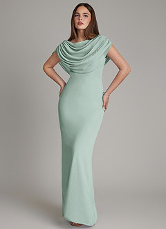 Azazie Hadley Brautjungfernkleider Meerjungfrau-Linie Plissee Chiffon Kleid Agave image10