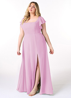 Azazie Bondi Bridesmaid Dresses Candy Pink A-Line Ruffled Chiffon Dress image9